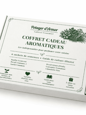 6 sachets aromatiques Coffret cadeau Aromatiques – 6 sachets de semences Potager d’Armor