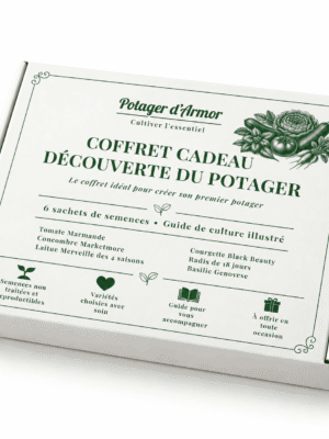 6 sachets decouverte du potager Coffret cadeau Découverte du potager – 6 sachets de semences Potager d’Armor