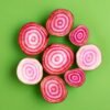 Betterave Chioggia – tranches aux anneaux concentriques roses et blancs